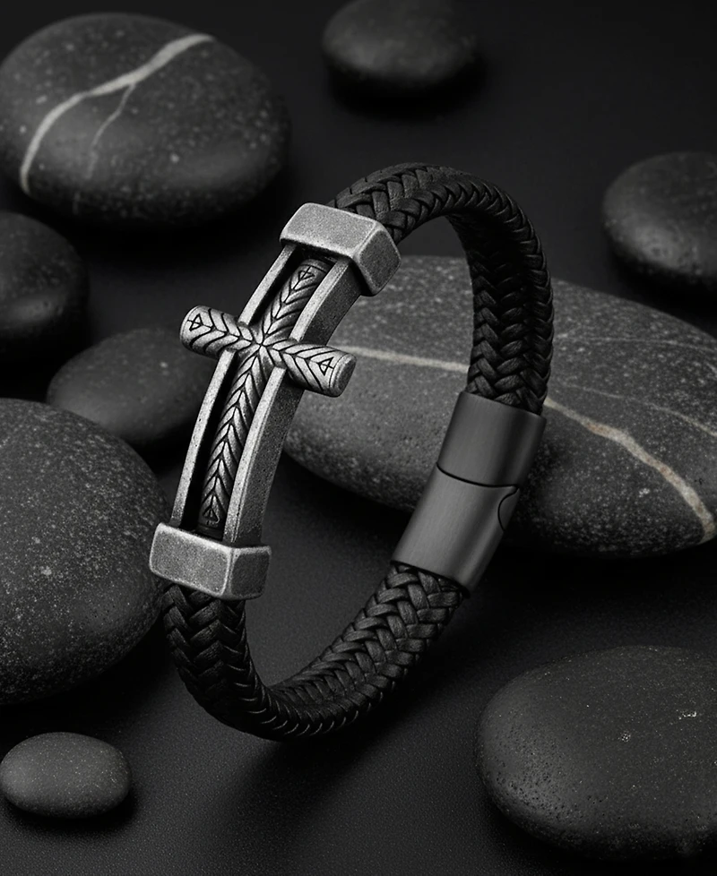 Rhona Sutton Men's Crucible Leather & Stainless Steel Bracelet