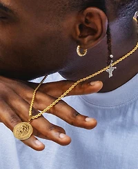 Rhona Sutton Men's Lion Kingdom Coin Pendant Necklace in 18k Gold Plated