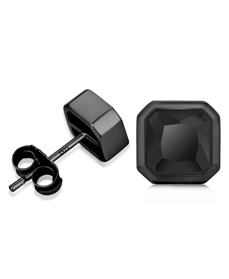 Rhona Sutton Men's Noble Black Stud Earrings in Sterling Silver
