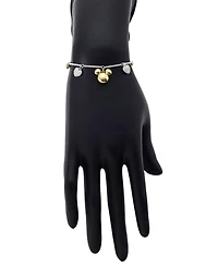 Disney Mickey Mouse Cubic Zirconia Mickey and Heart Charm Bolo Bracelet
