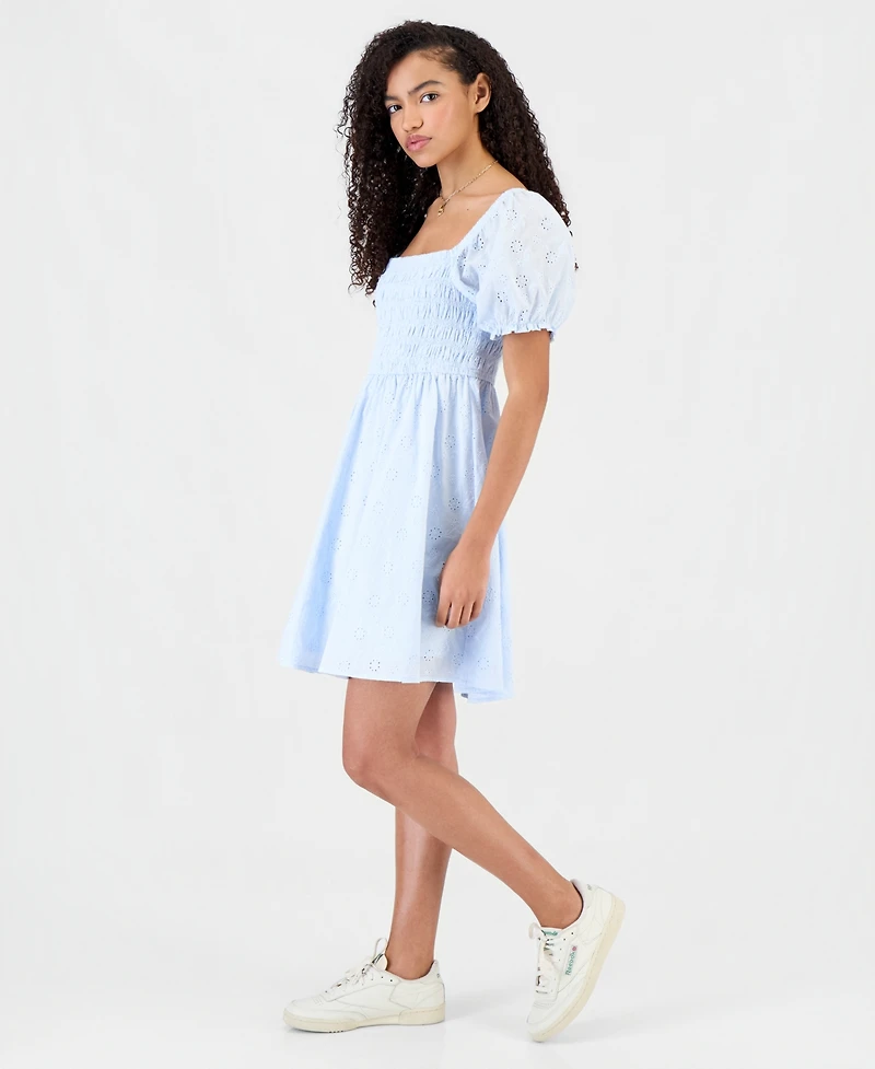Celebrity Pink Juniors' Cotton Eyelet Babydoll Dress