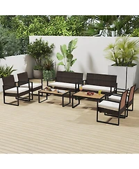 Gymax Pieces Patio Furniture Set Pe Rattan Porch Chairs w/ Loveseat & Coffee Table