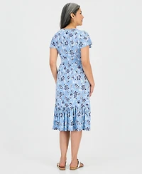 Style & Co Petite Printed Knit V-Neck Midi Dress, Macy's Exclusive