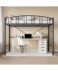 gaomon Loft Bed with Ladder and Arched Guardrail - Enhanced Safety Anti-Tip Brackets, Heavy-Duty Steel