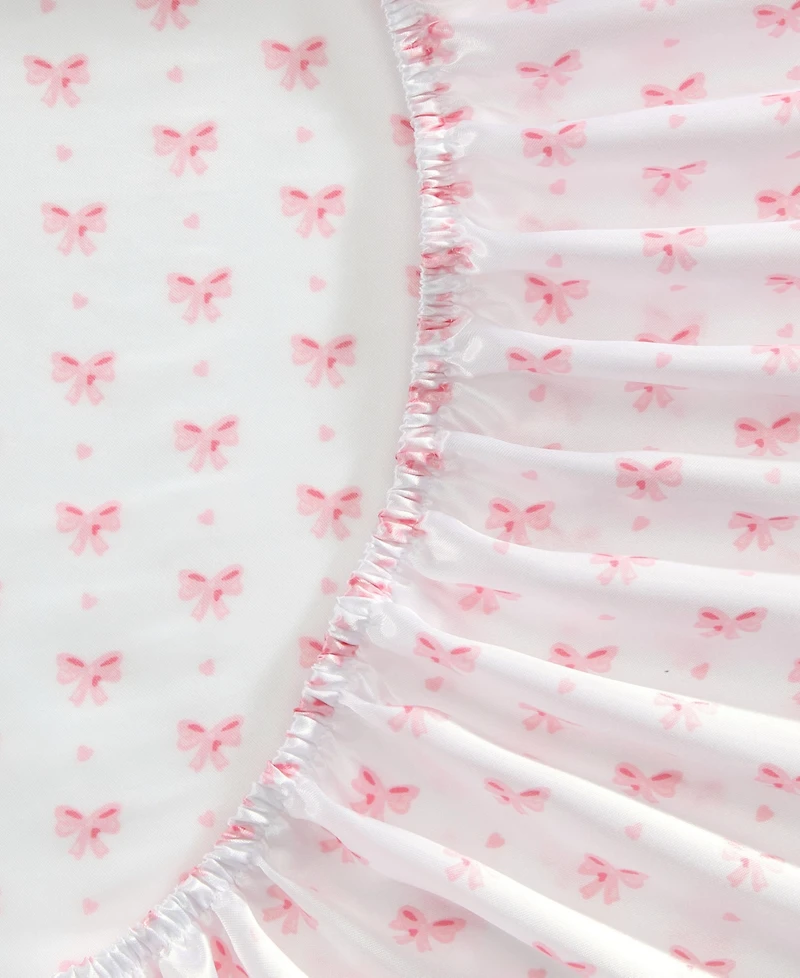 Laura Ashley Printed Satin Heart of Mine -Pc. Sheet Set