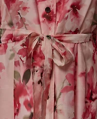 Donna Karan New York Plus Short-Sleeve Organza Shirt Dress