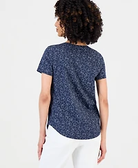 Style & Co Petite Star-Print Short-Sleeve Perfect T-Shirt, Macy's Exclusive