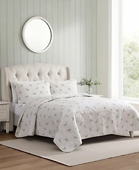 Laura Ashley Bouncy Bows Reversible 3-Pc. Quilt Set, Full/Queen