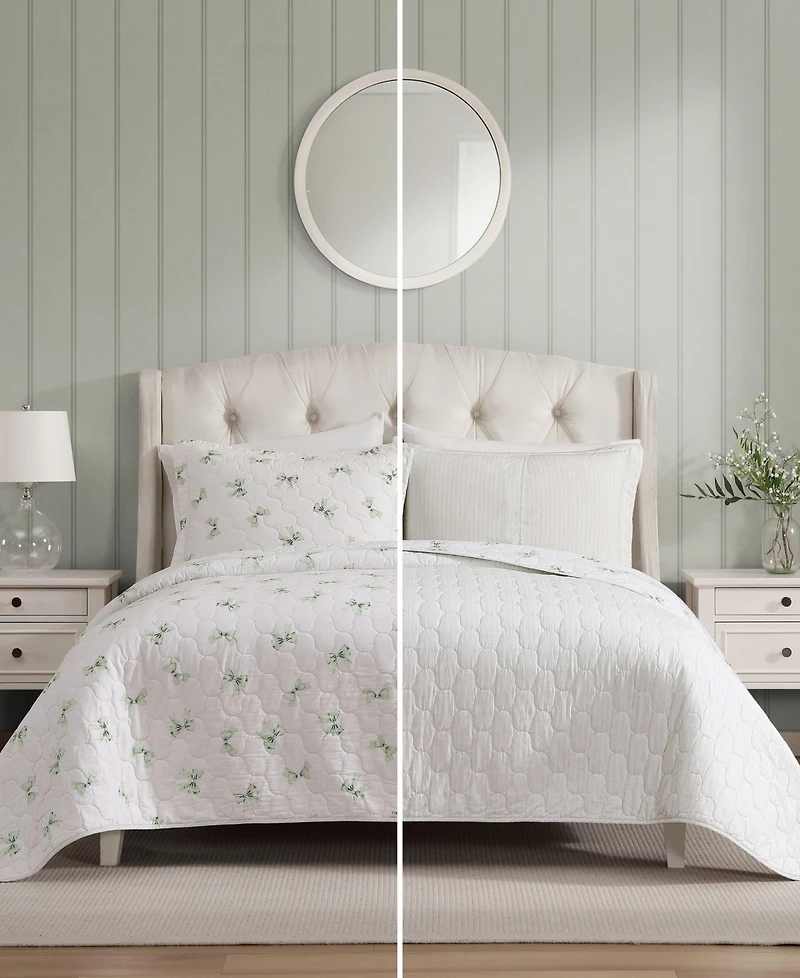 Laura Ashley Bouncy Bows Reversible 3-Pc. Quilt Set, King