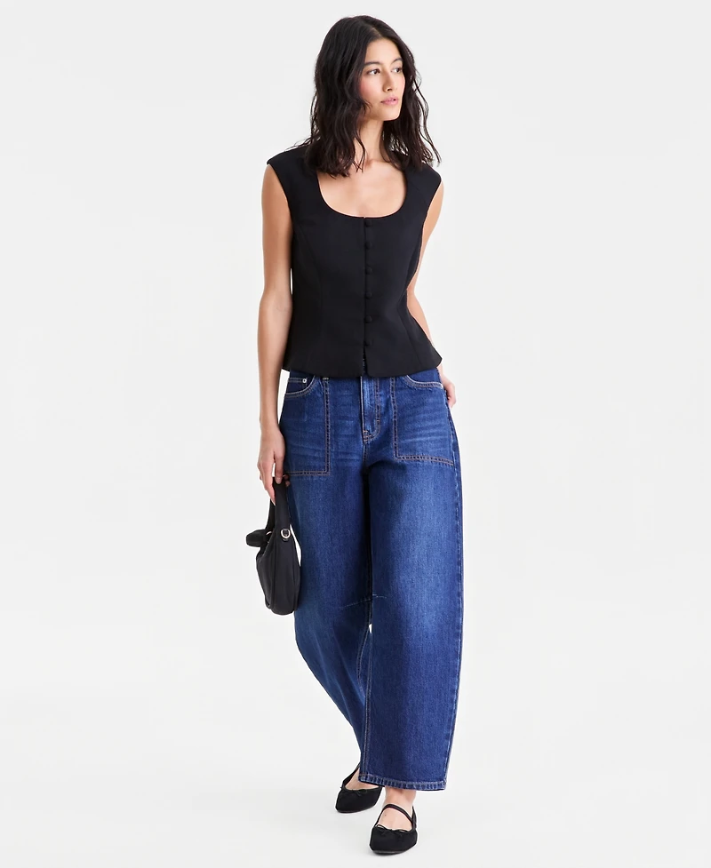 On 34th Women's Crepe Button Front Vest, Macy's Exclusive