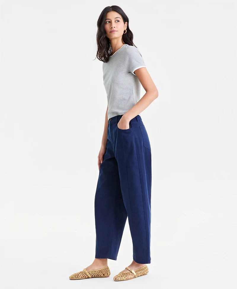 On 34th Women's High-Rise Twill Barrel-Leg Pants, Macy's Exclusive