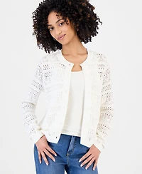 Style & Co Petite Cotton Pointelle Cardigan Sweater, Macy's Exclusive