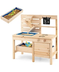Slickblue Outdoor Play Pretend Kitchen with Detachable Sandbox and Removable