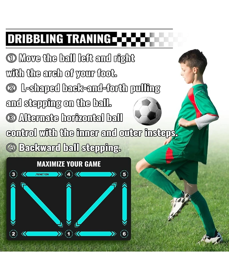 peneyon Football Footstep Agility Training Mat - Non-Slip, Silent Equipment for All Ages & Levels to Improve Speed, Strength & Coordination