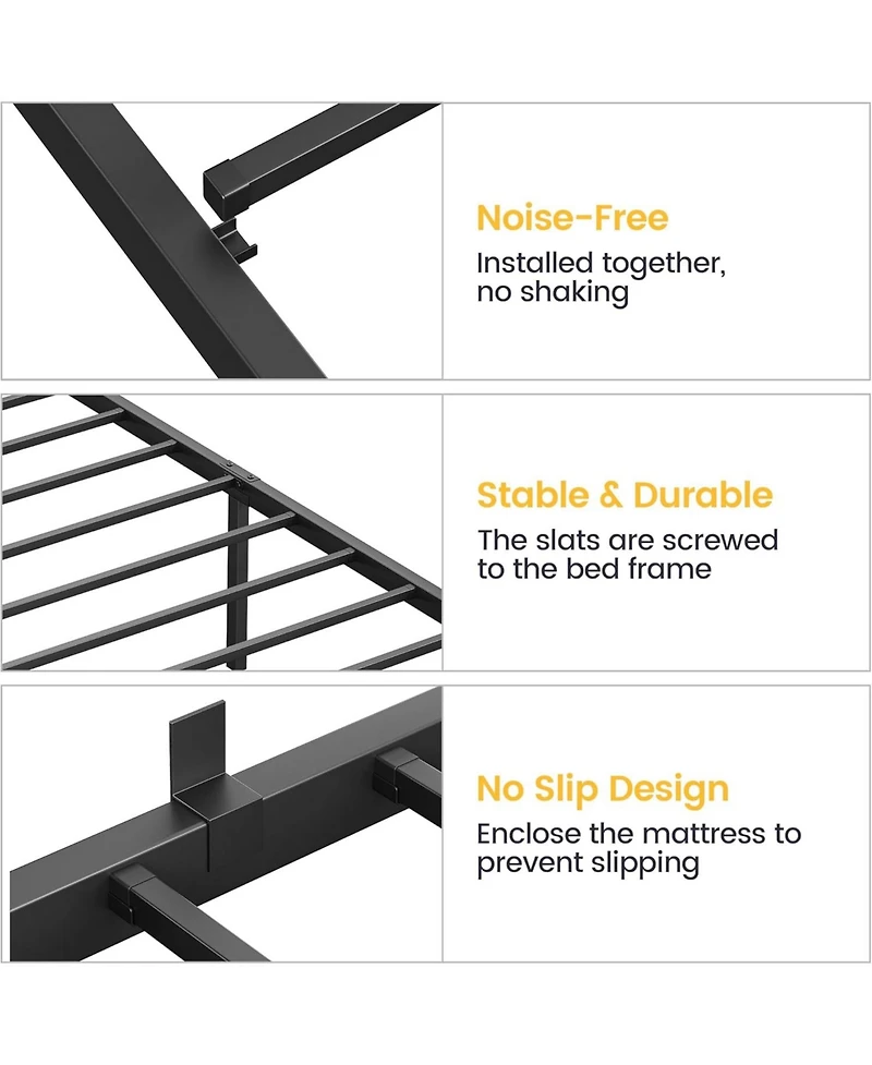 gaomon 14 Inch Twin Bed Frame with Storage,Metal Platform Twin Bed Frame No Box Spring Needed Steel Slat Support Easy Assembly
