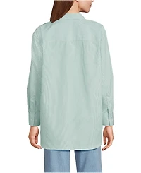 Lands' End Women's Petite Oversized No Iron Tunic with Statement Collar Shirt