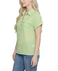 Ny Collection Women's Short-Sleeve Roll Cuff Blouse