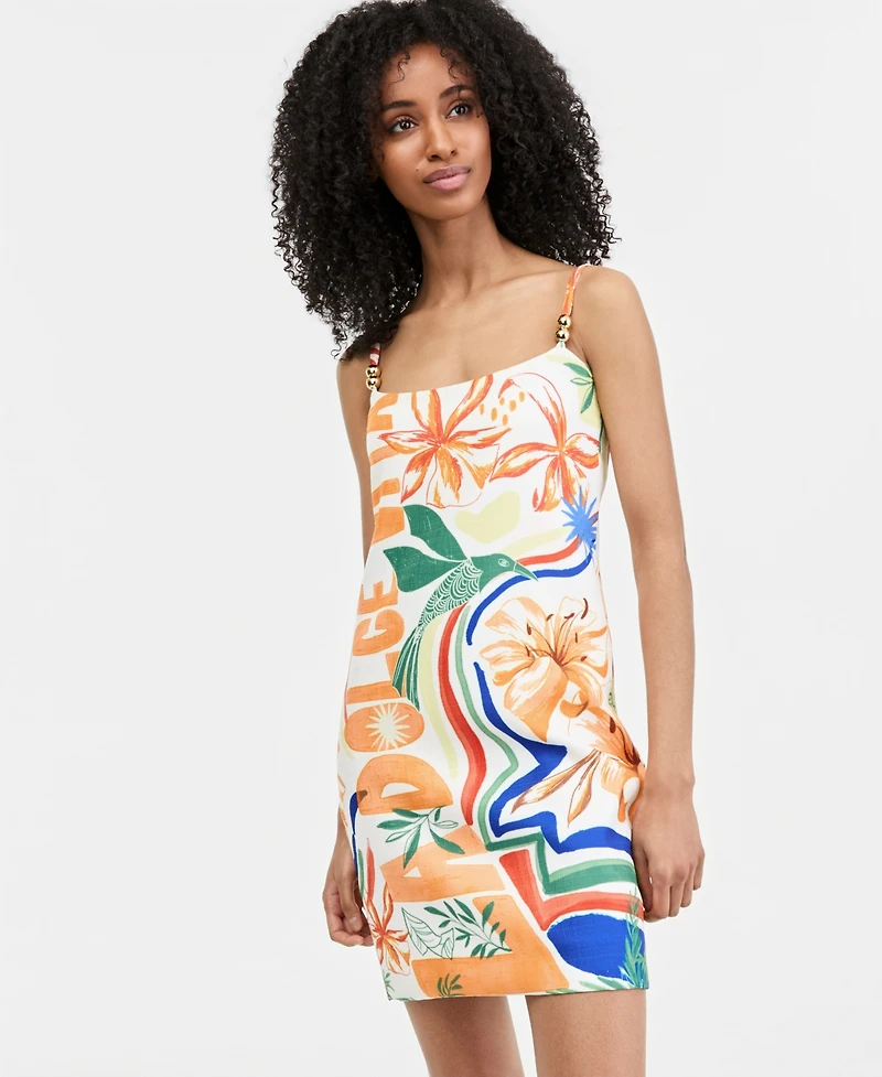 Siena Women's Printed Square-Neck Sleeveless Mini Dress