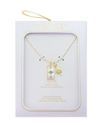 Unwritten Cubic Zirconia and Mother of Pearl Celestial Cluster Charm Pendant Necklace