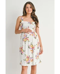 Hello Miz Maternity Floral Sleeveless Smocked Empire Waist Dress