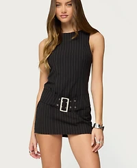 Edikted Women's Sharone Belted Pinstripe Romper