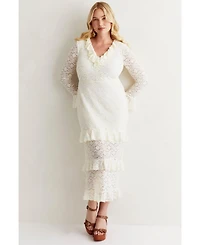 June & Vie Women's Ruffled Lace Maxi Dress