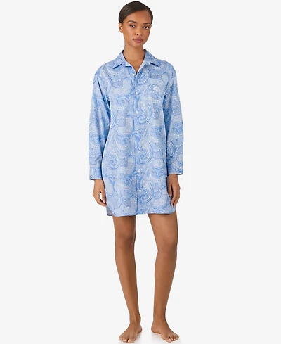 Lauren Ralph Women's Long-Sleeve His Shirt Sleepshirt