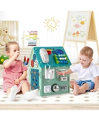 Mecale Montessori Playhouse with Sensory Games and Interior Storage, Blue Kids Play Tent