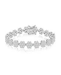 Macy's Cubic Zirconia Flower Tennis Bracelet in Rhodium Over Sterling Silver