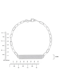 Macy's Cubic Zirconia Pave Id Bracelet in Rhodium Over Sterling Silver