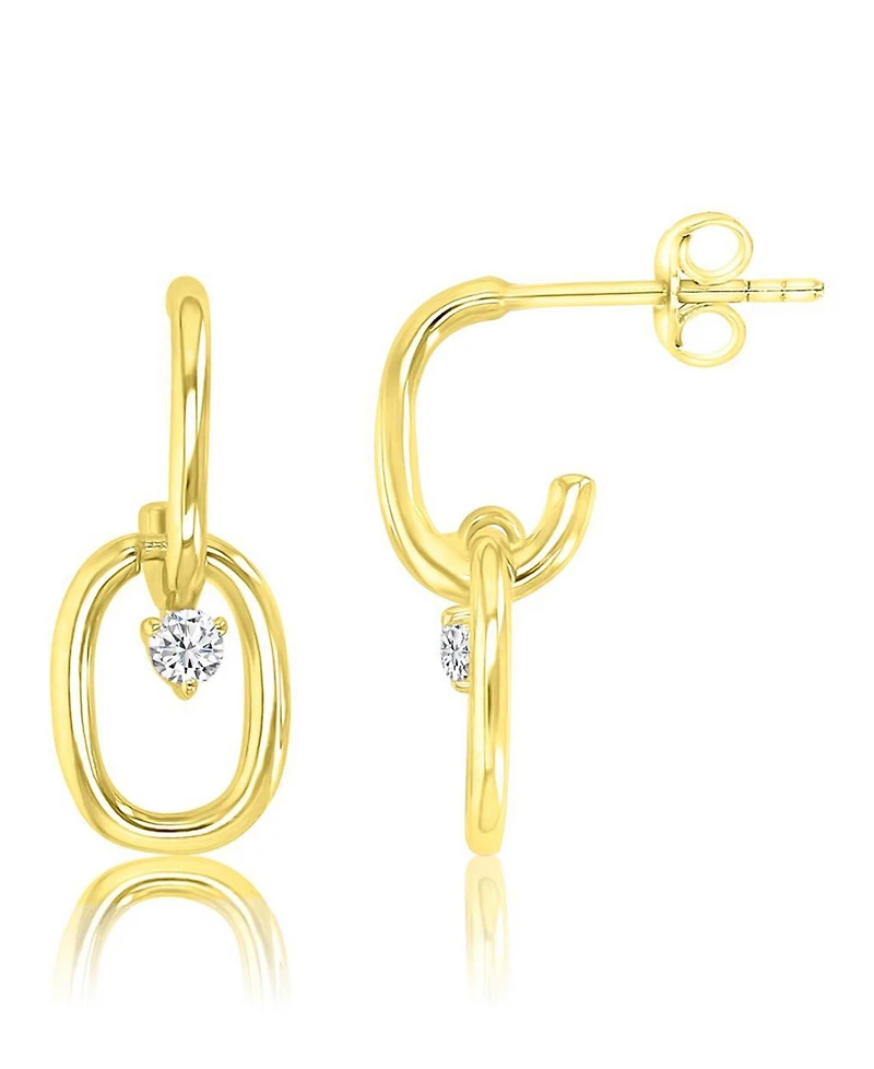 Macy's Cubic Zirconia Link Dangling Earrings in 14k Yellow Gold Over Sterling Silver