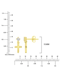 Macy's Cubic Zirconia Cross Dangling Earrings in 14k Yellow Gold Over Sterling Silver