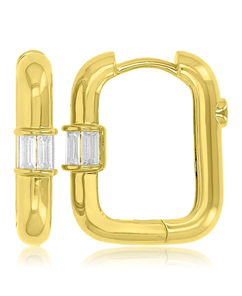 Macy's Cubic Zirconia Rectangular Hoop Earrings in 14k Yellow Gold Over Sterling Silver
