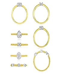 Macy's 4-Pc. Polished Cubic Zirconia Quadruple Ring in 14k Yellow Gold Over Sterling Silver