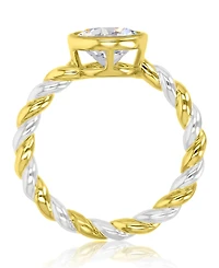 Macy's Cubic Zirconia Bezel Twisted Ring in 14k Yellow Gold Over Sterling Silver