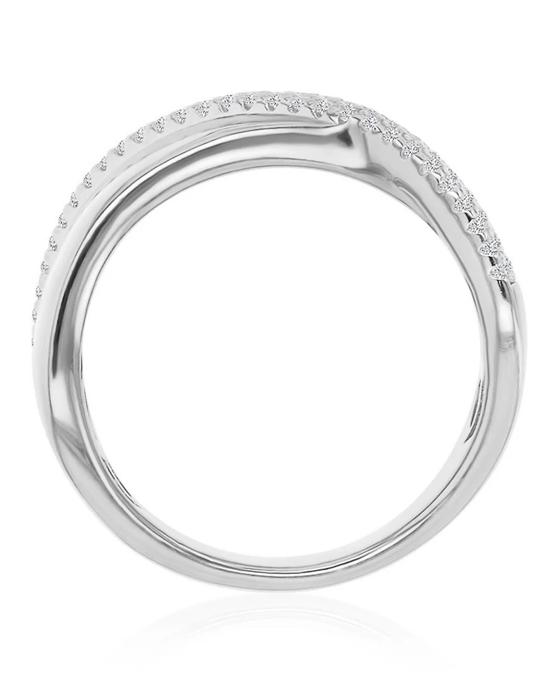 Macy's Cubic Zirconia Crossover Ring Rhodium Over Sterling Silver