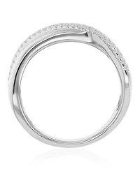 Macy's Cubic Zirconia Crossover Ring Rhodium Over Sterling Silver