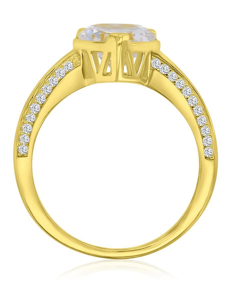 Macy's Heart-Shaped Cubic Zirconia Ring in 14k Yellow Gold Over Sterling Silver