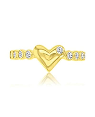 Macy's Cubic Zirconia Heart Ring in 14k Yellow Gold Over Sterling Silver