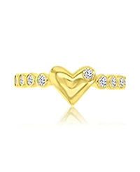 Macy's Cubic Zirconia Heart Ring in 14k Yellow Gold Over Sterling Silver