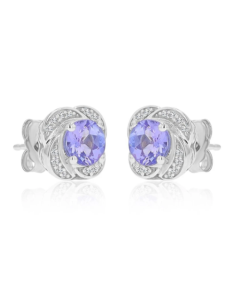 Macy's Diamond and Tanzanite Stud Earrings in 10k White Gold