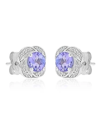 Macy's Diamond and Tanzanite Stud Earrings in 10k White Gold