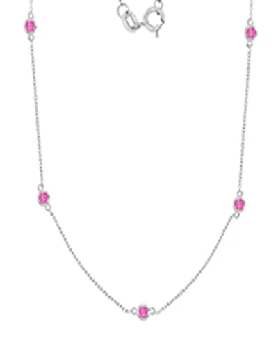 Macy's Pink Sapphire Station Necklace in Rhodium Over Sterling Silver