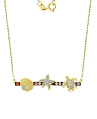 Macy's Starfish & Sea Turtle Necklace in 14k Yellow Gold Over Sterling Silver