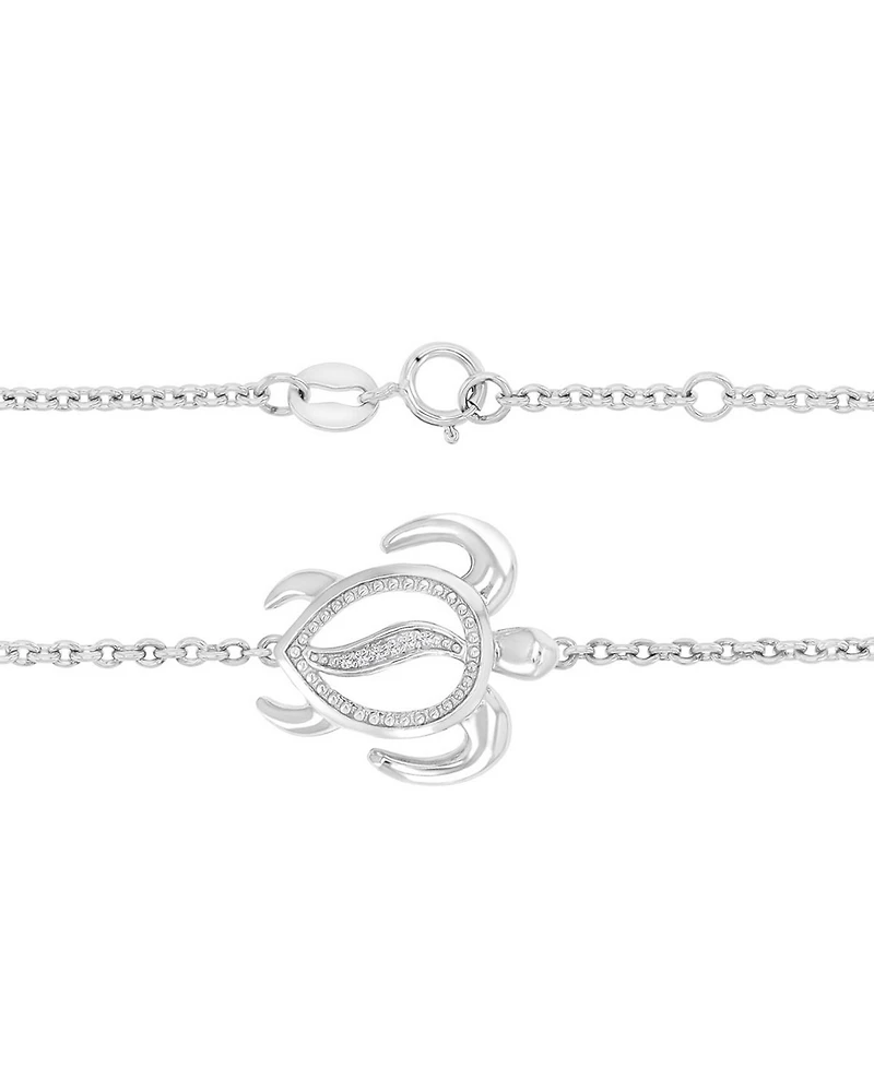Macy's Diamond Accent Sea Turtle Bracelet in Rhodium Over Sterling Silver