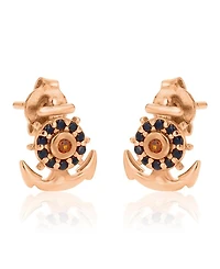 Macy's Onyx and Garnet Anchor Stud Earrings in 14k Rose Gold Over Sterling Silver