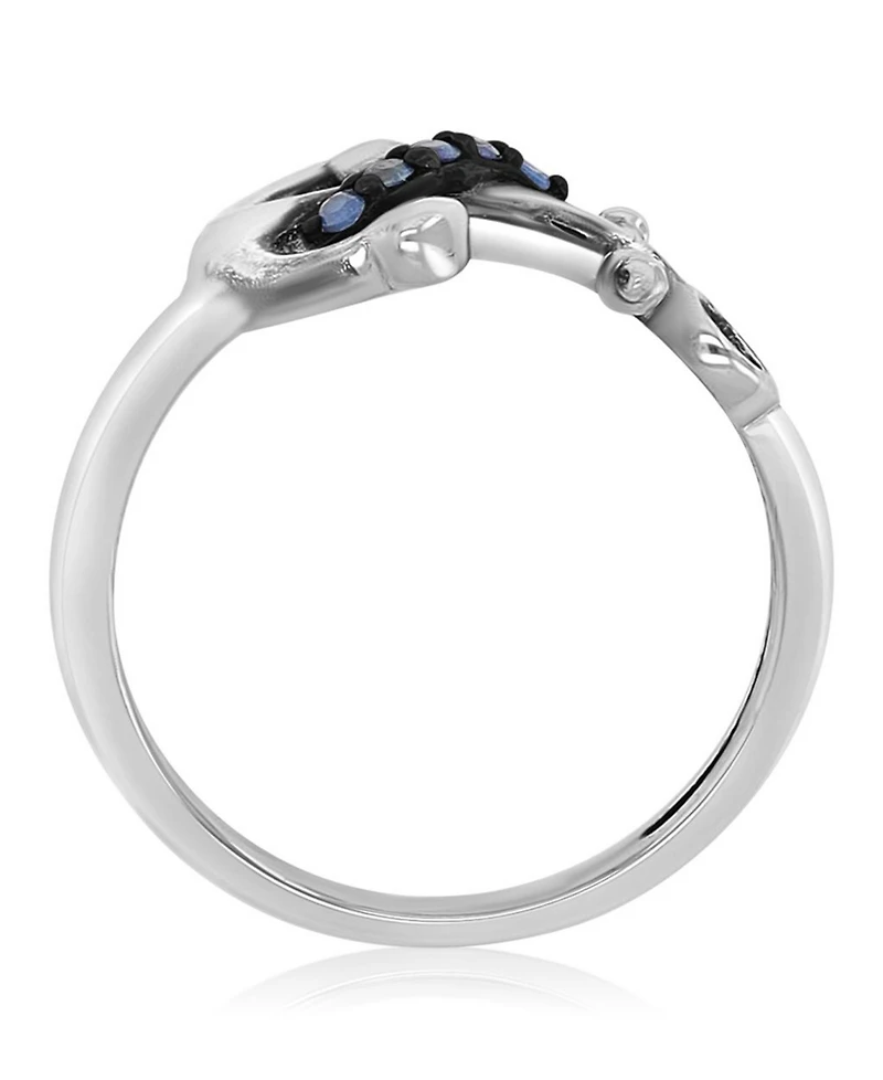 Macy's Created Blue Sapphire Anchor Ring Rhodium Over Sterling Silver