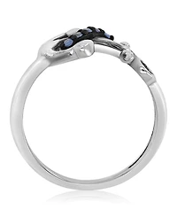 Macy's Created Blue Sapphire Anchor Ring Rhodium Over Sterling Silver