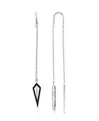 Macy's Onyx and White Sapphire Convertible Dangling Earrings in Black Rhodium Over Sterling Silver