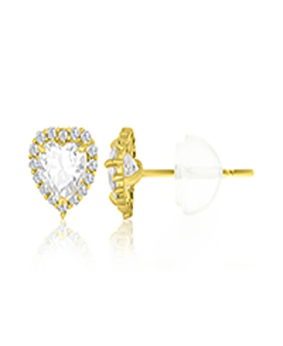 Macy's Pave Heart Halo Stud Earrings in 14k Yellow Gold